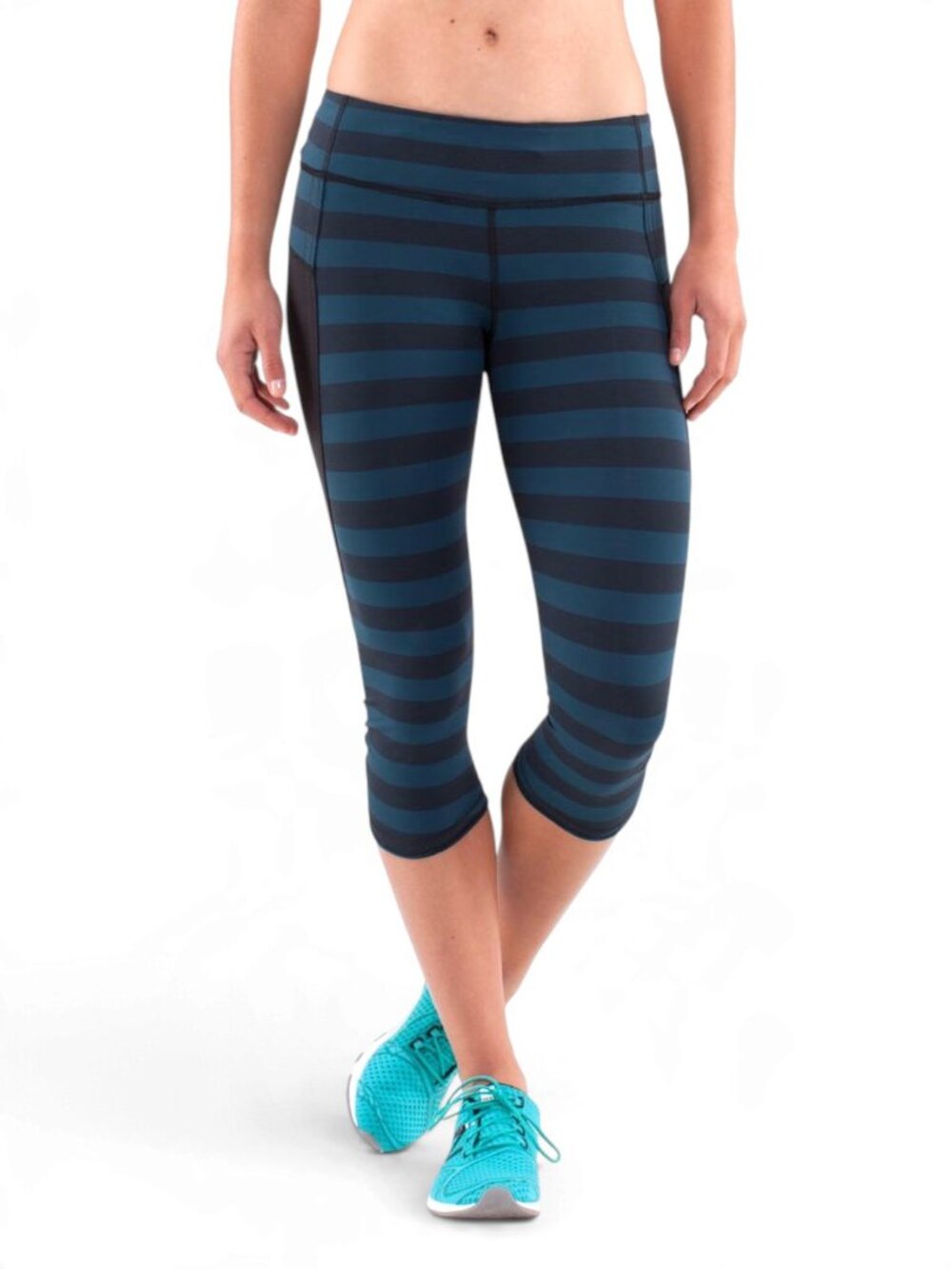 Lululemon Run Top Speed Crop Blue/Black Stripe